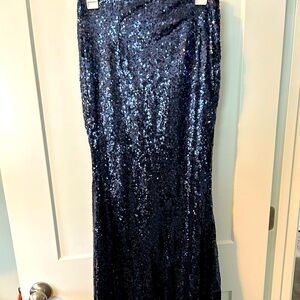 Lulus NWOT Sequin Mermaid Navy Blue Maxi Skirt